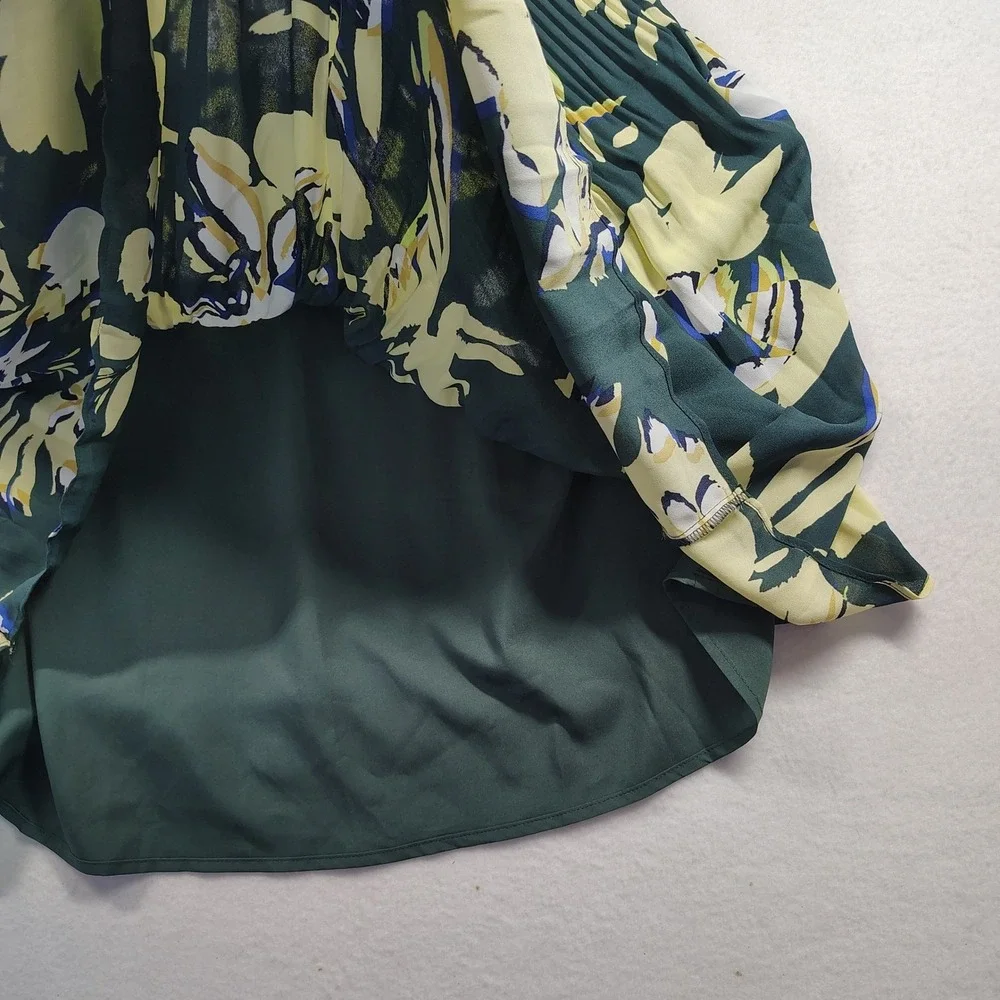 Halogen Green Floral‎ Micro Pleated Sleeveless Midi Dress XL Petite NWT